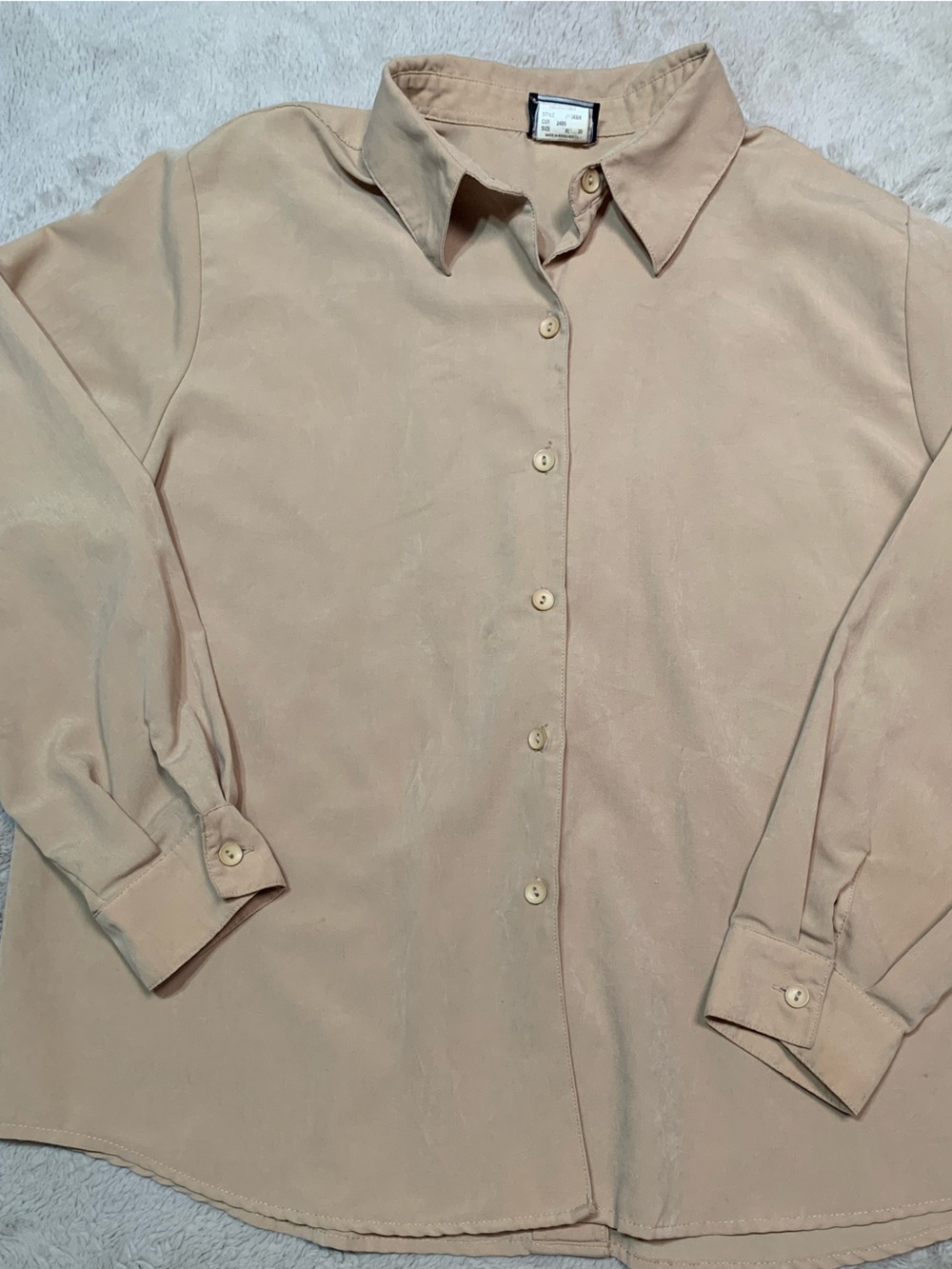 Southern Lady Blush Beige Button-Front Blouse